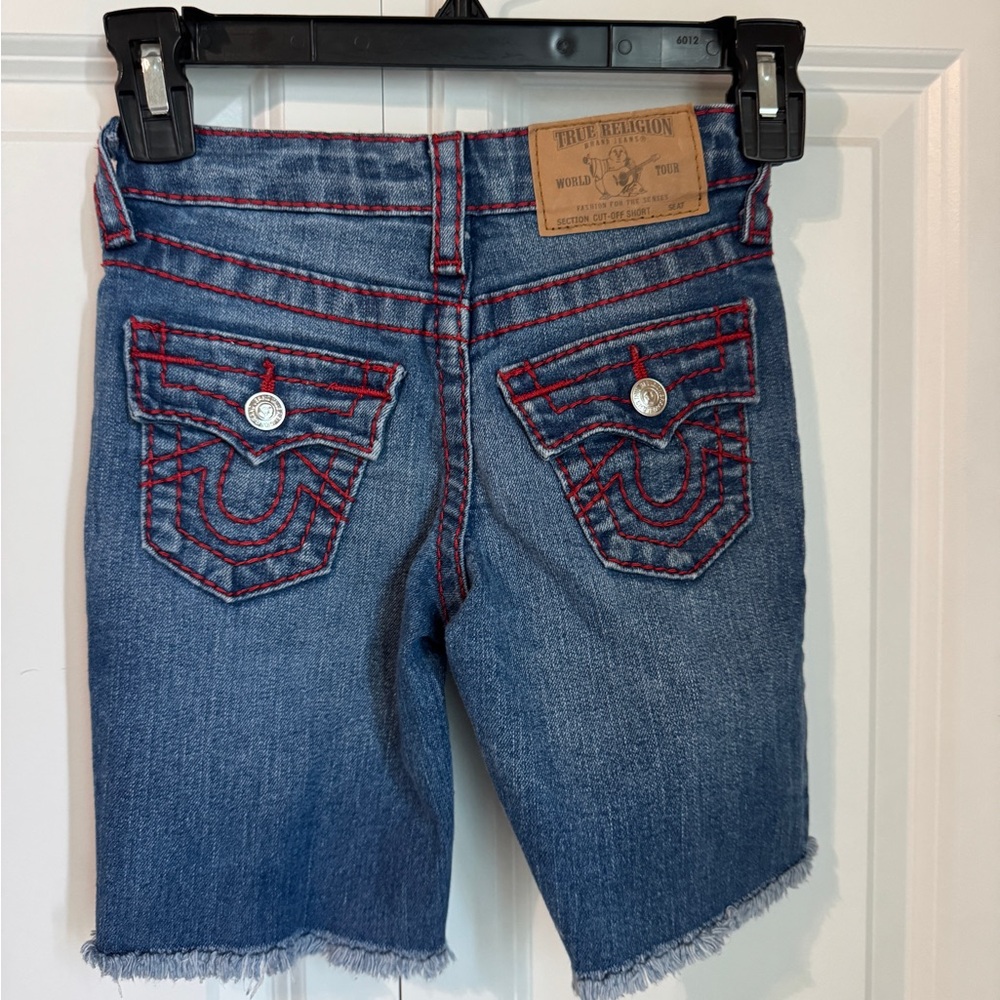 True Religion Girls BIG T SHORT KIDS Bermuda Stretch starry blue Red Size 4